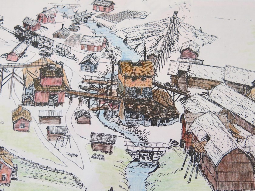 Flatenbergs hytta. Teckning av Per Lindroos.